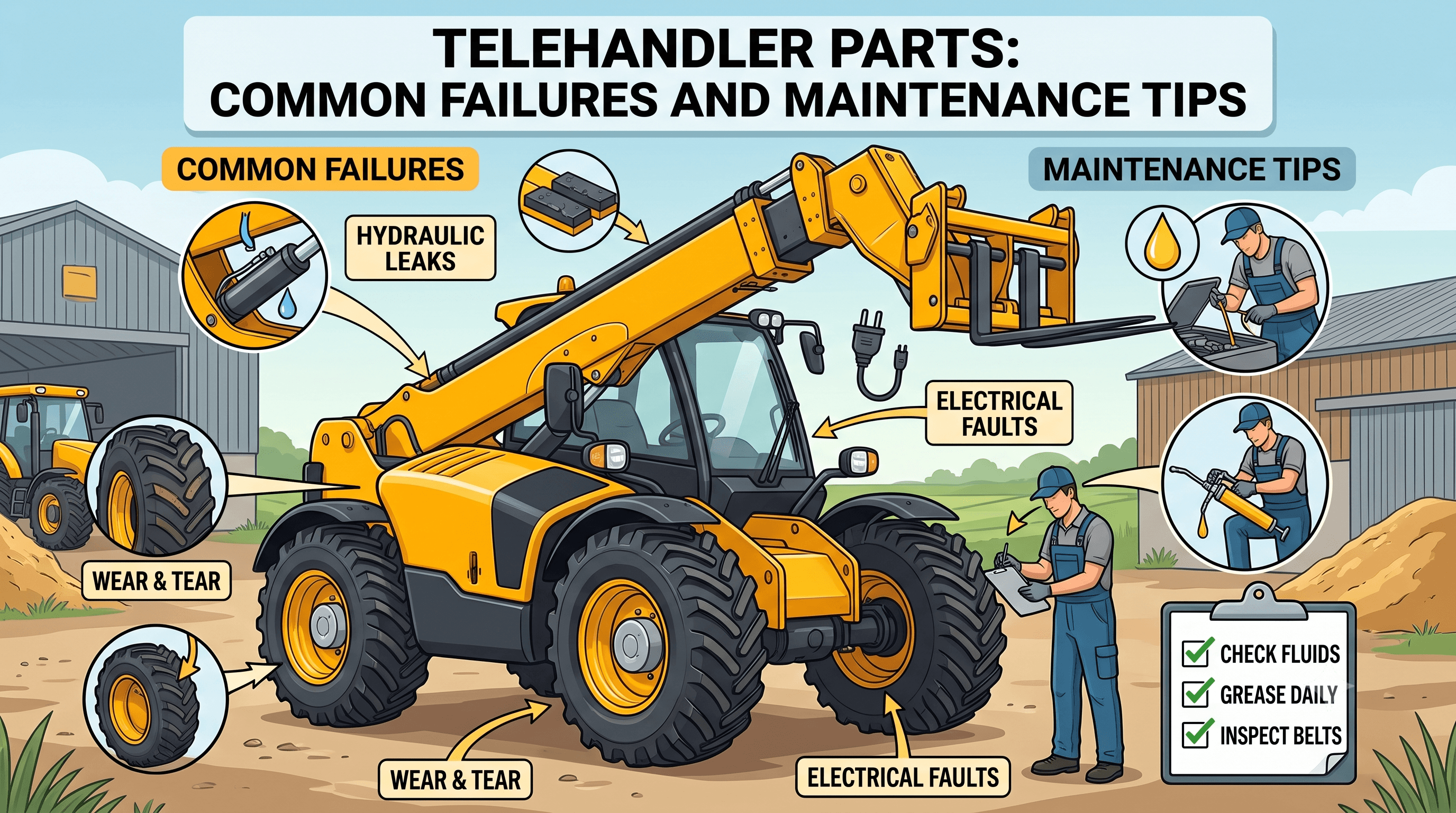 JCB Telehandler Parts: Common Failures and Maintenance Tips